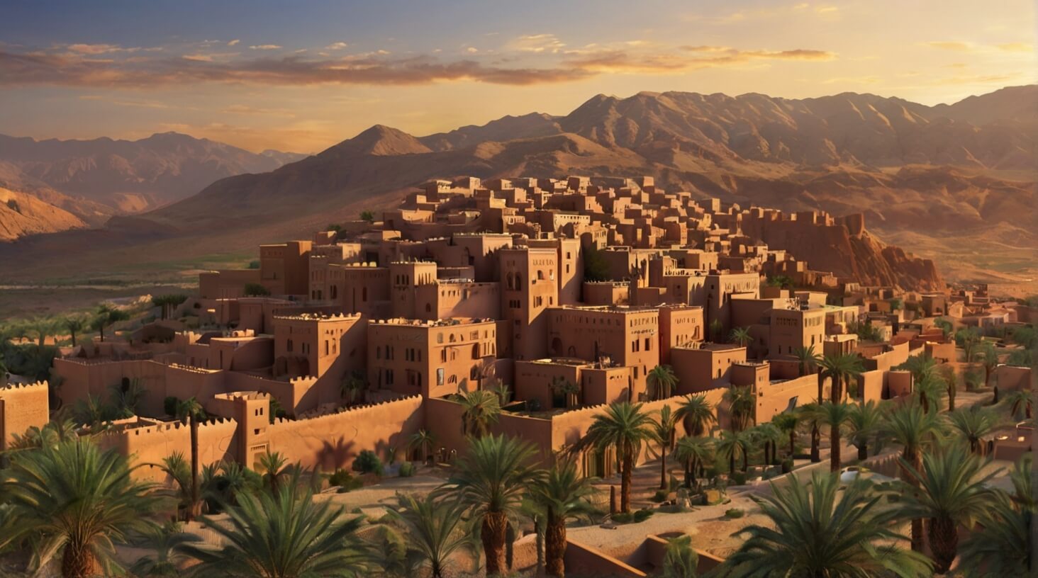 A panoramic view of the vibrant Cultural Fusion in Dades Valley, showcasing diverse cultural elements blending seamlessly in the scenic landscape.