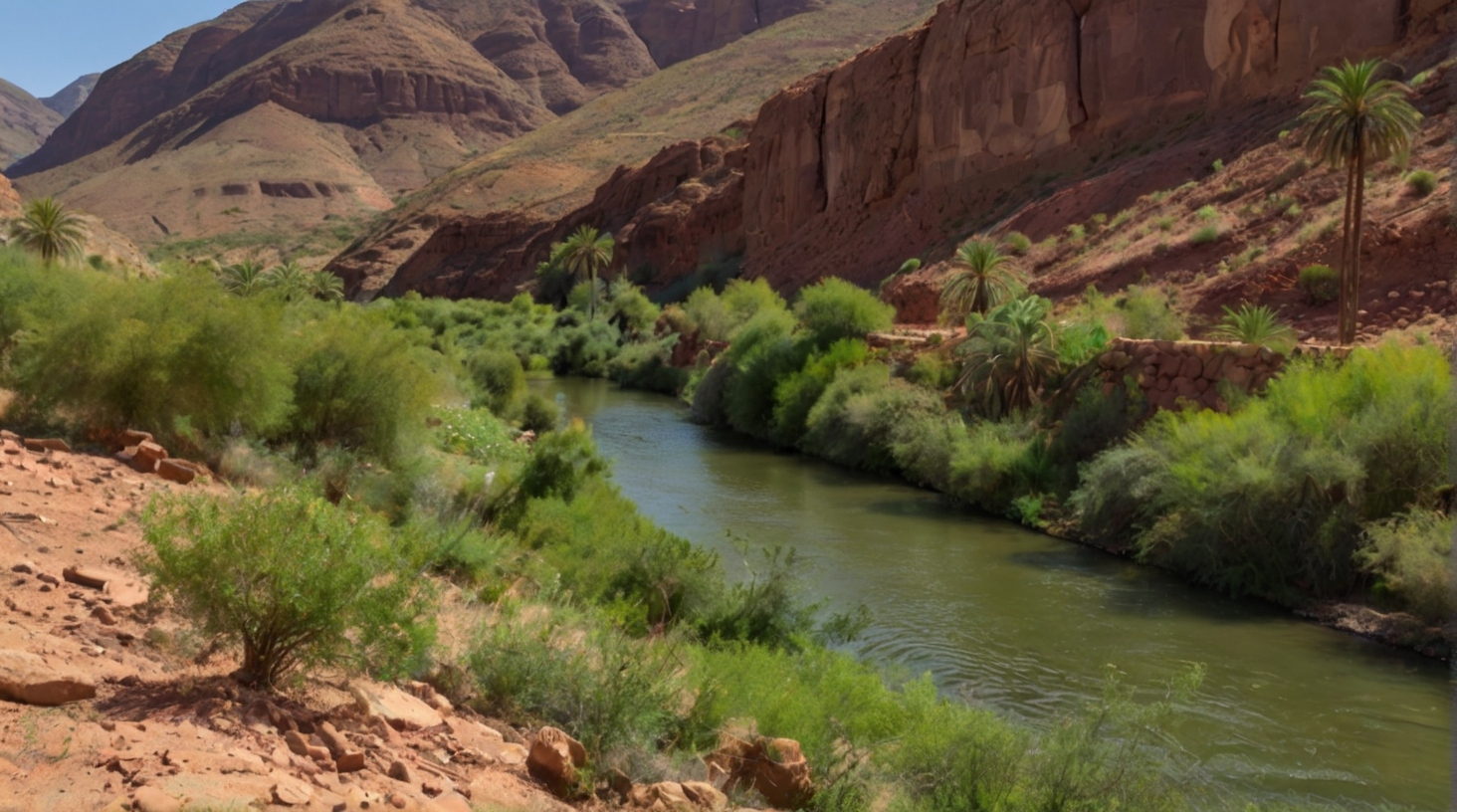A group of hikers admiring the stunning landscape of Dades Gorges, showcasing conservation efforts amidst rugged terrain and natural beauty.