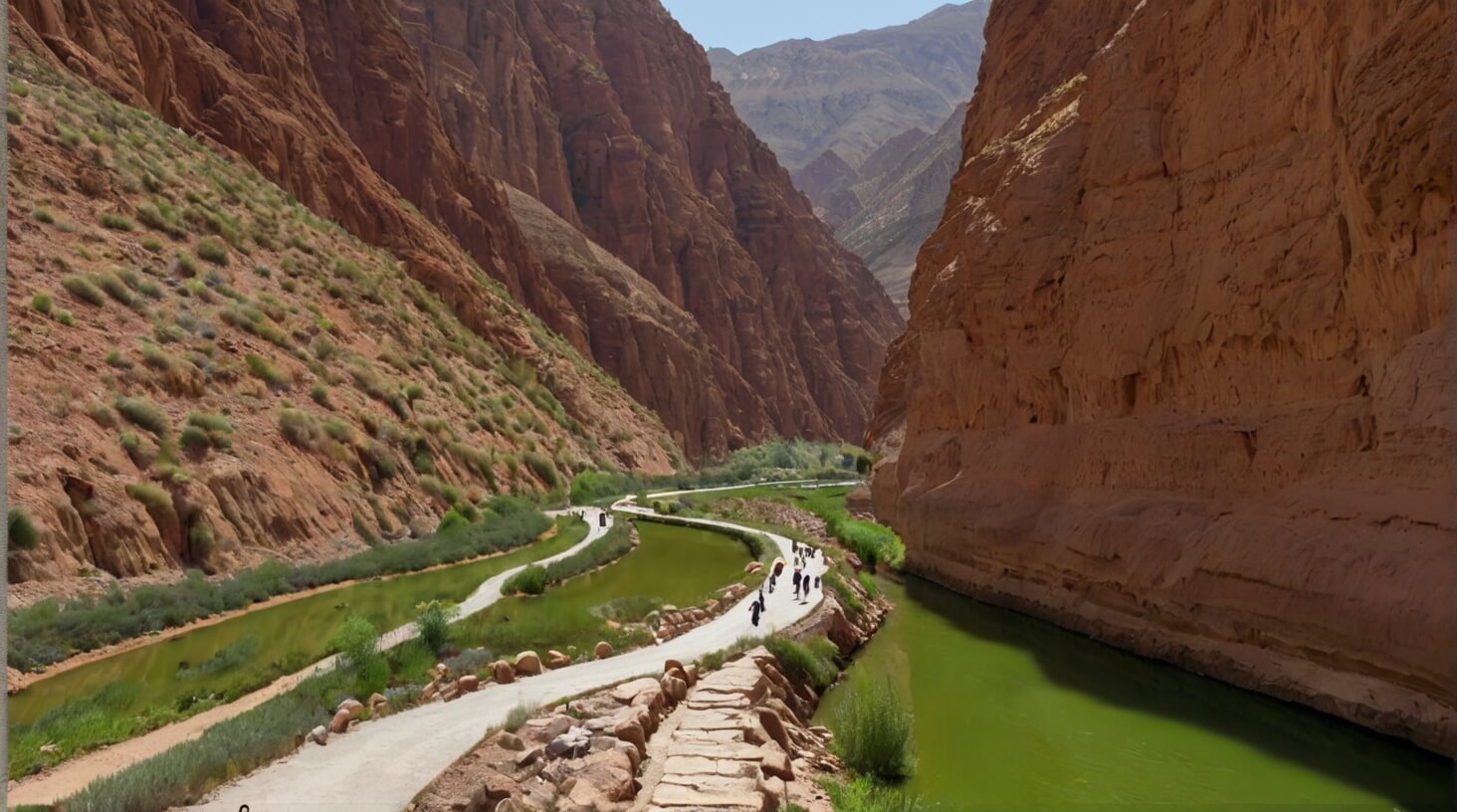 Abstract image depicting various human activities influenced by external factors.